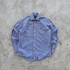 Polo Ralph Lauren Custom Fit Shirt Mens 15.5 Blue Check Button Down Pony Logo