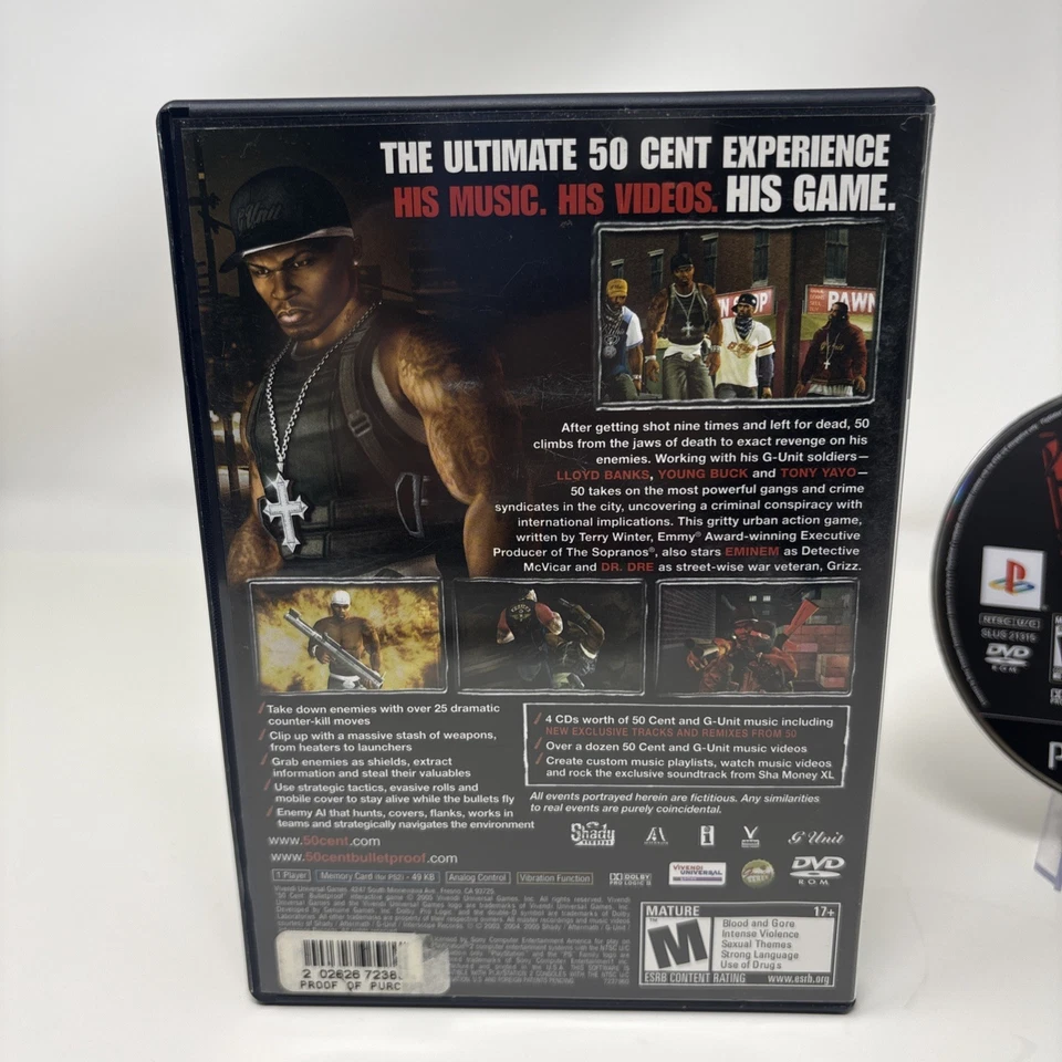50 Cent: Bulletproof PS2 (Sony PlayStation 2, 2005) No Manual - Tested - Image 3 of 4