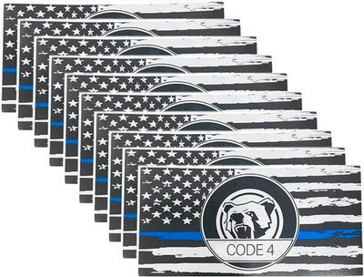 10 calcomanías de línea azul delgada código 4, bandera estadounidense delgada