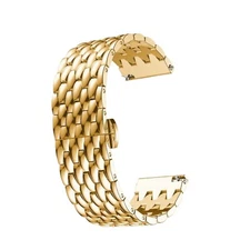 Stainless Steel Watch Band Strap Gold 22mm Quick Release Bracelet Replacement