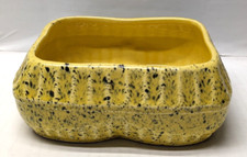 ROSEVILLE ART POTTERY SPLATTER  BLACK & YELLOW Ceramic PLANTER 7"L X 6"W X 2.5"H