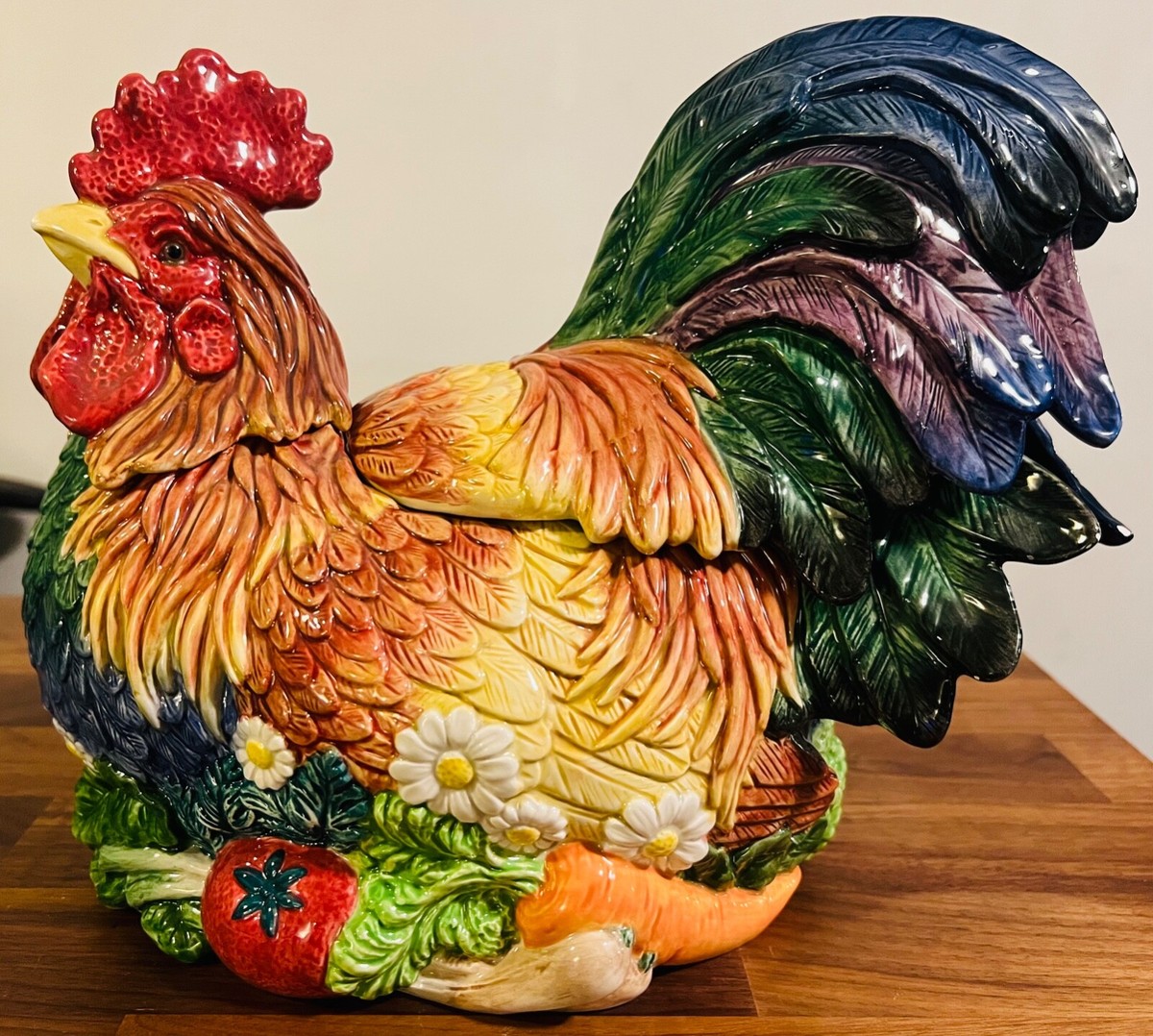 Fitz & Floyd Rooster Tureen Coq Du Village 12.5” Long With Ladle
