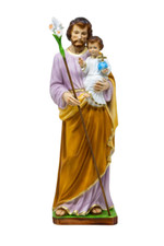 Statua di San Giuseppe in resina piena occhi dipinti 31 cm Made in Italy