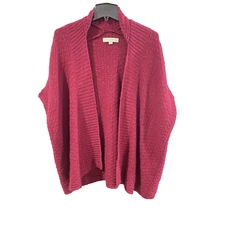 Ann Taylor Loft Womens S Cranberry Open Sweater Sleeveless Vest Wool Blend Warm