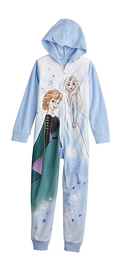 Disney s Frozen Girls Anna Elsa 1 piece footed pajamas size 4