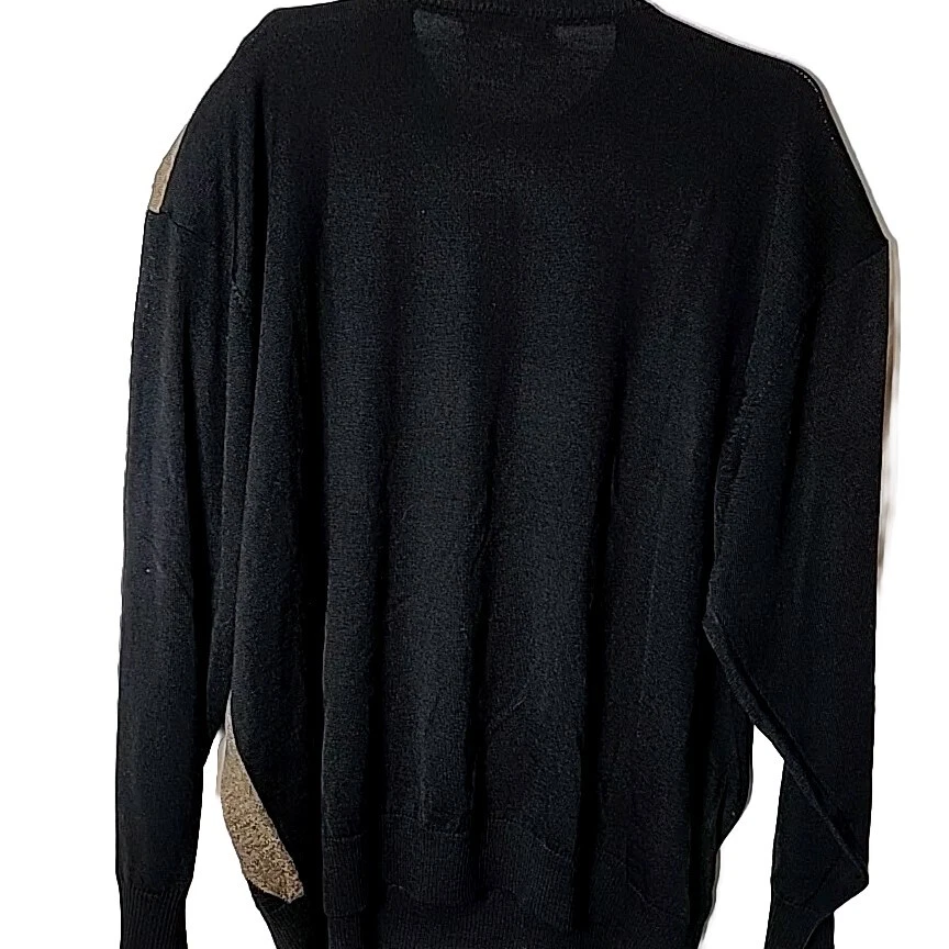 Pronto-Uomo Men 3X Wool Blend Pullover Square Color Long Sleeve Black Sweater - Image 4 of 4