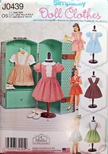 UNCUT-Simplicity  Pattern #J0439-18" Doll Clothes by Cindy Hernandez