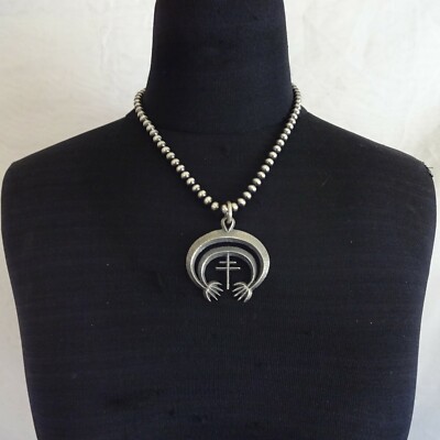 AARON ANDERSON Tufa Cast Sterling Silver NAJA CROSS PENDANT + 18