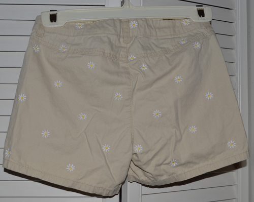 GIRL'S VINTAGE Y2K CRAZY 8 BEIGE TAN SHORTS EMBROIDERED DAISIES WAIS ADJUSTERS 1 - Picture 4 of 4