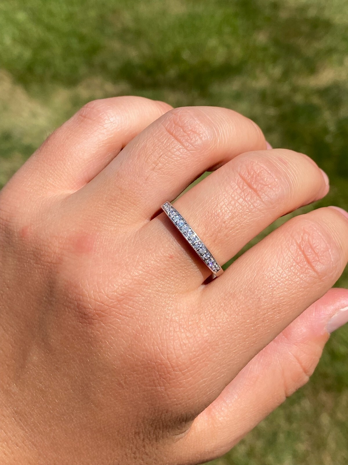 White Gold Diamond Stackable Ring - image 9