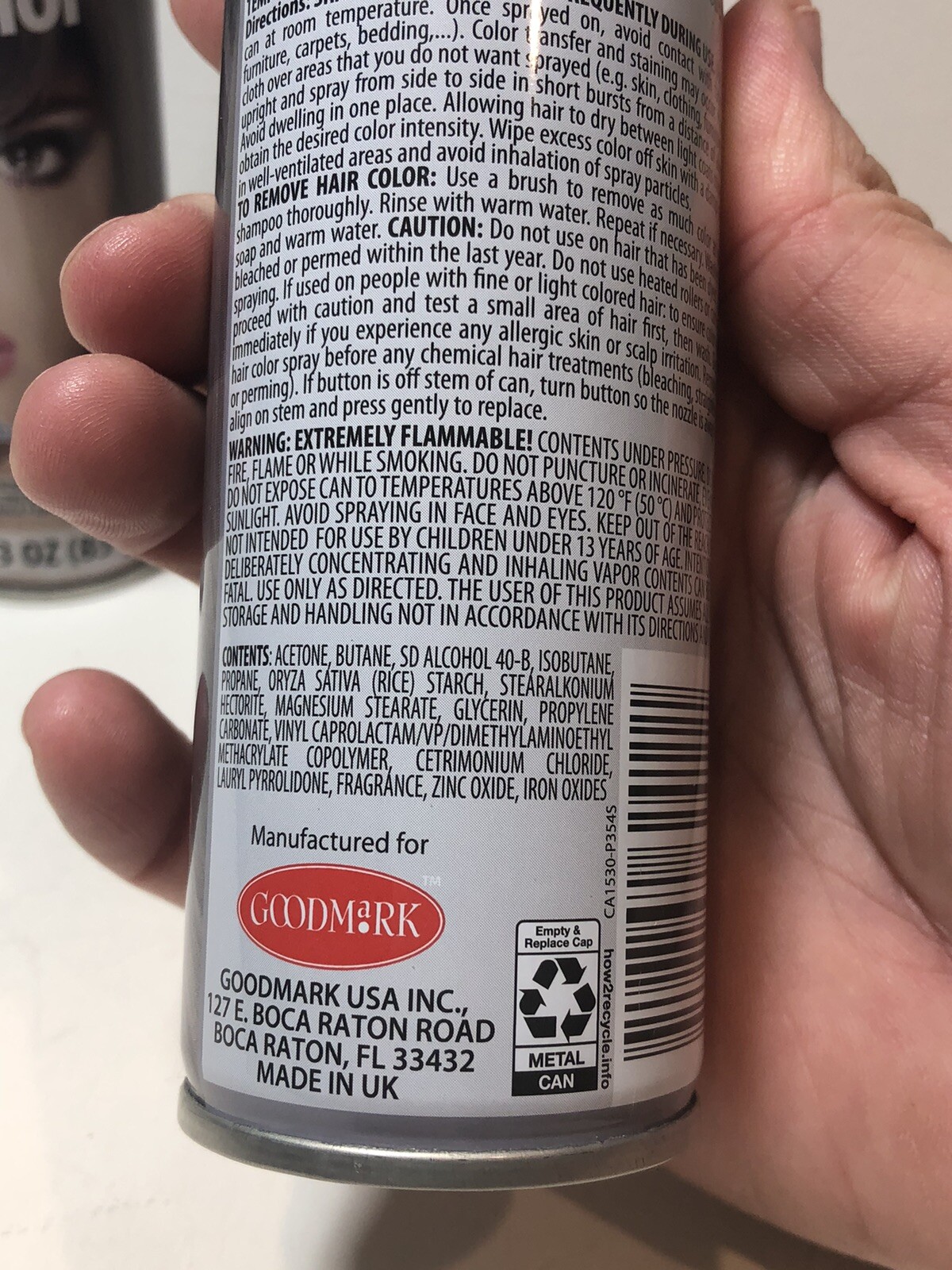 2 CANS - GOODMARK TEMPORARY HAIR COLOR - SPRAY - 3 oz GRAY - NEW SEALED