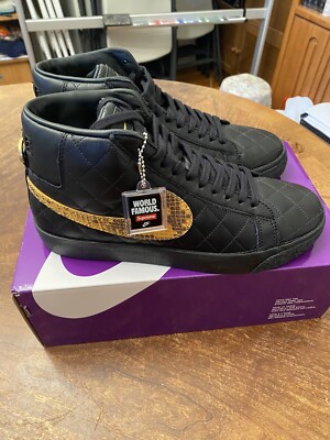 NIKE SB ZOOM BLAZER MID QS x SUPREME BLACK SNAKESKIN 2022 MENS