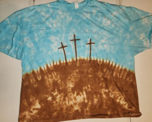 KIDS Handmade Tie Dye shirt CHRISTIAN - ANGEL or CROSS / 3 CROSSES - Picture 18 of 33
