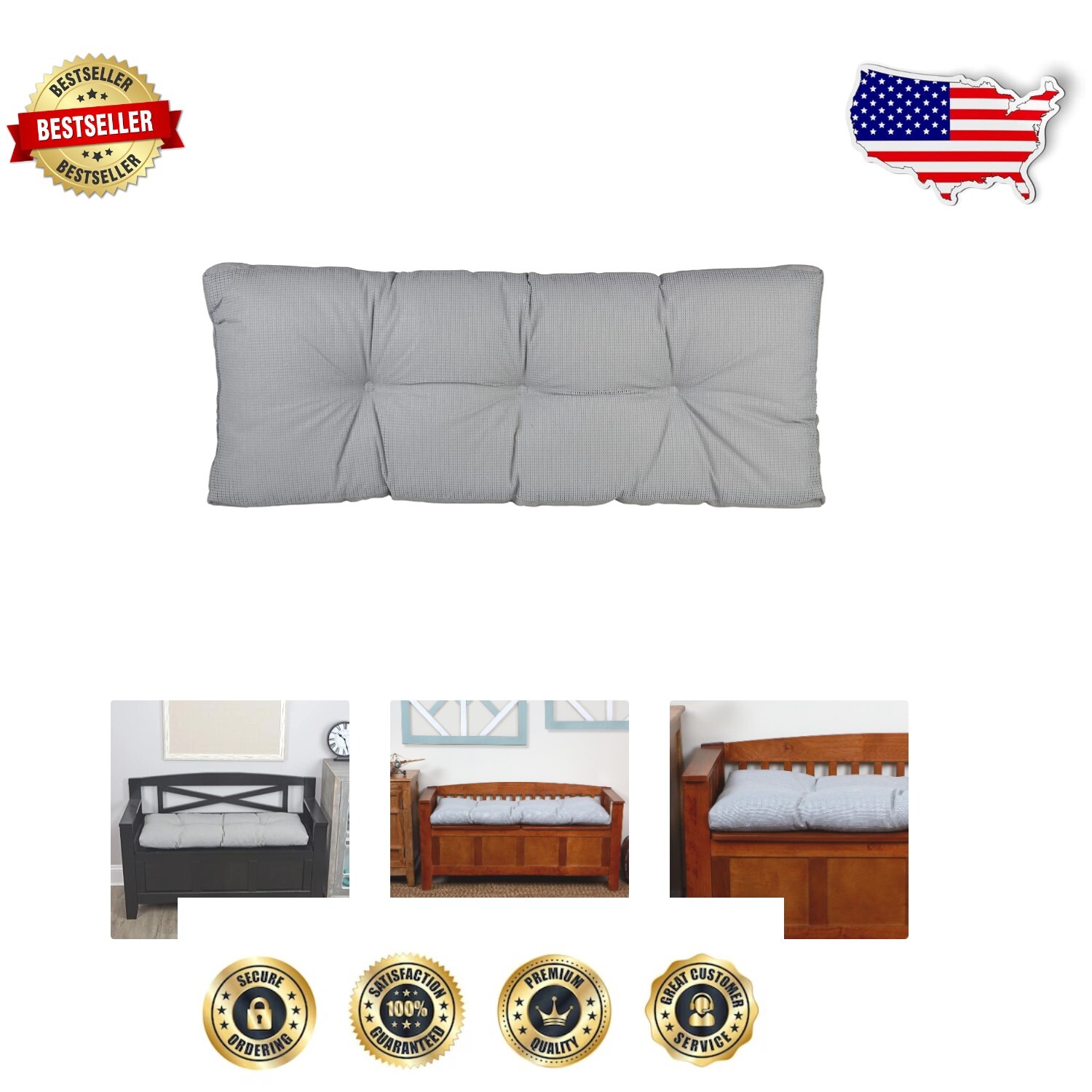 Gripper Omega Non-Slip Tufted Bench Cushion 43