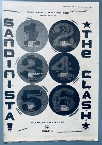 THE CLASH 1980 original POSTER ADVERT SANDINISTA Joe Strummer PUNK - Picture 2 of 3