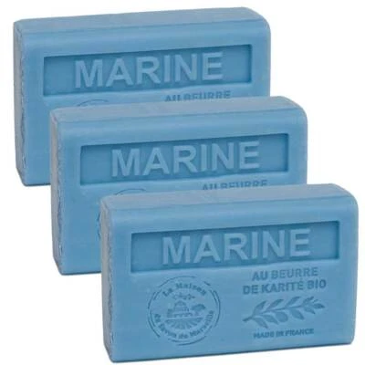 LA MAISON DU SAVON DE MARSEILLE Scent of the Sea, Marine French Soap, Shea Butter, Savon de Marseille 3x125g bar