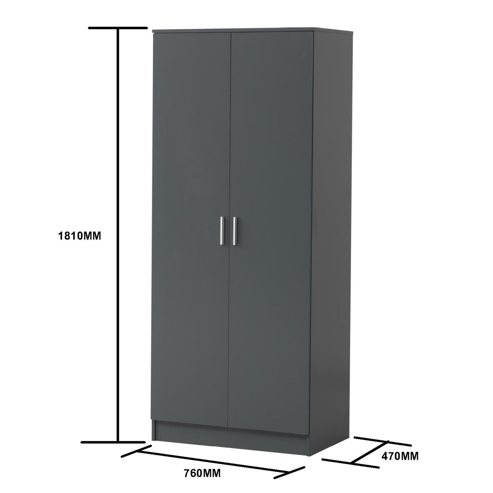 Modern Bedroom Wardrobe Dark Grey Bedroom Furniture Storage Cupboard 2