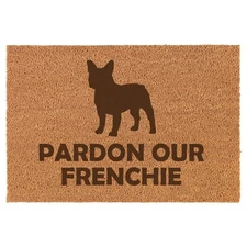 Coir Door Mat Entry Doormat Funny Pardon Our Frenchie French Bulldog