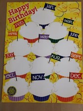 Happy Birthday Chart, Classroom Decor, 17" x 22"