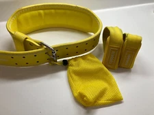 Uppper Weight Lifting Belt -Yellow Leather Double prong buckle & Lifting straps