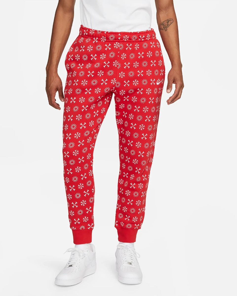 Nike Sportswear Club Fleece Monogram Joggers AOP Swoosh Red 2XL