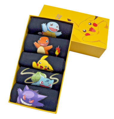 5 pack Fashion Socks, Color black, Box, 5 different cartoon design, Kids