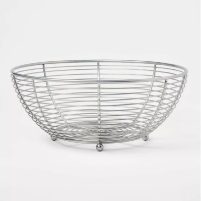 Nickel Fruit Basket - Threshold : Handcrafted Steel Kitchen Rack, Freestanding S