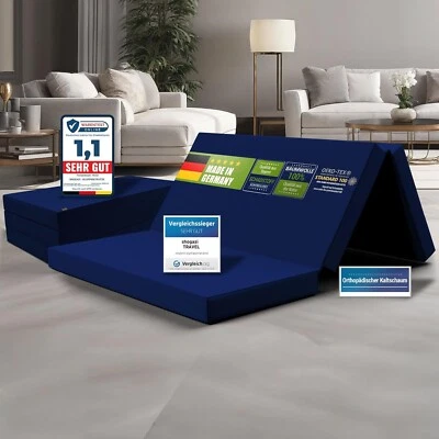 Klappmatratze, Gästematratze Faltmatratze Reisematratze TRAVEL blau 140x200x12cm - Bild 1 von 4