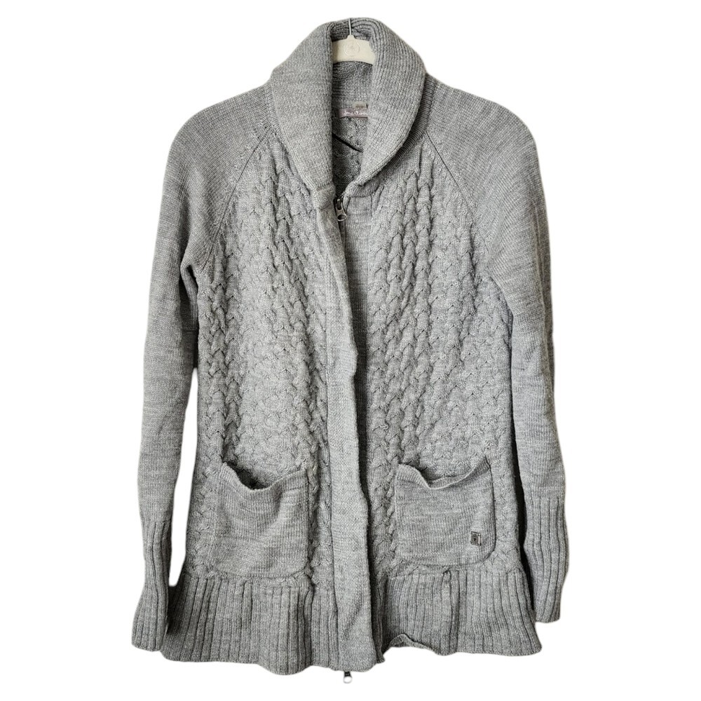 SMARTWOOL Hesperus Full Zip Cardigan Sweater 100% Merino Wool in grey Small