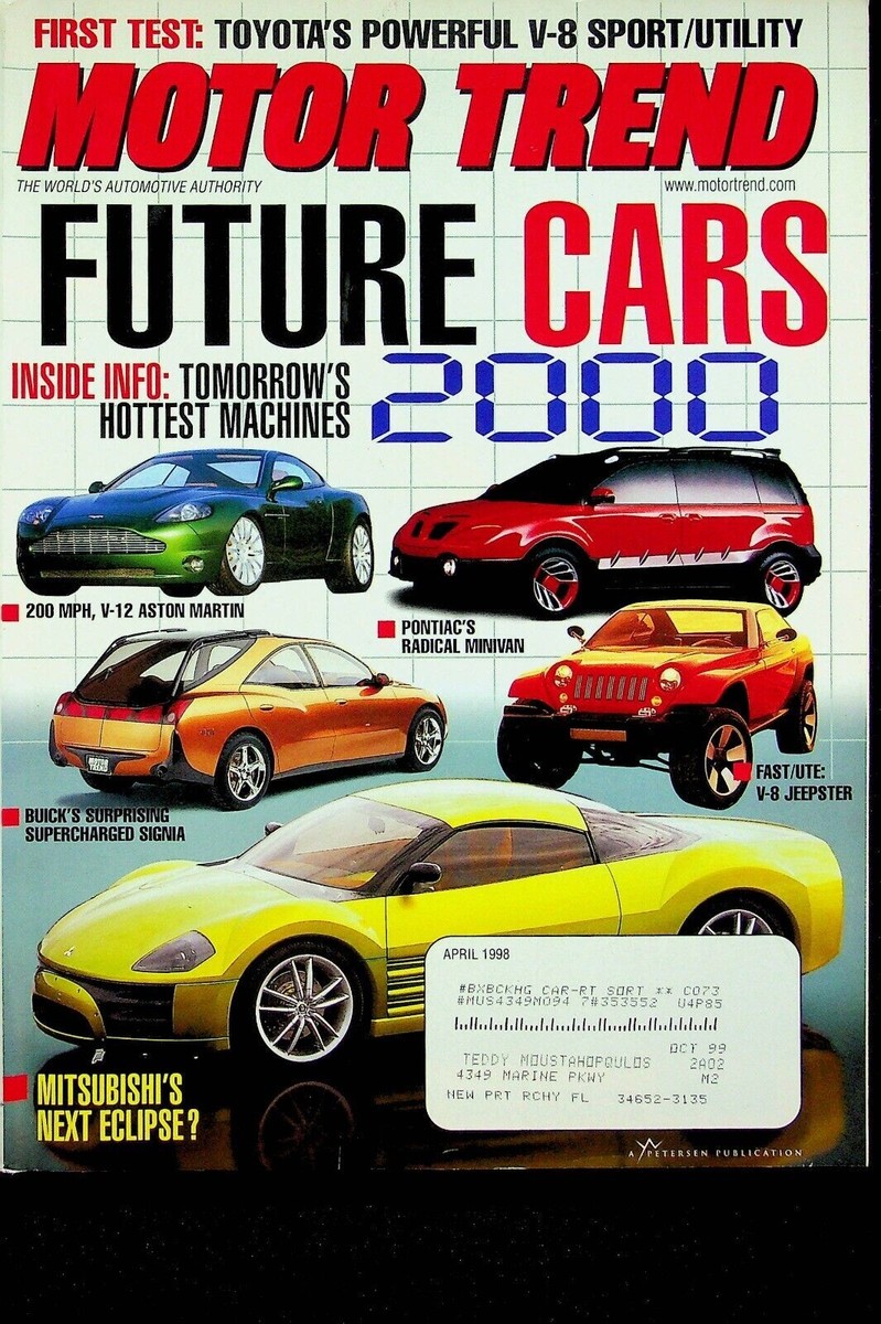 Motor Trend Magazine April 1998 Future Cars Tomorrow's Hottest