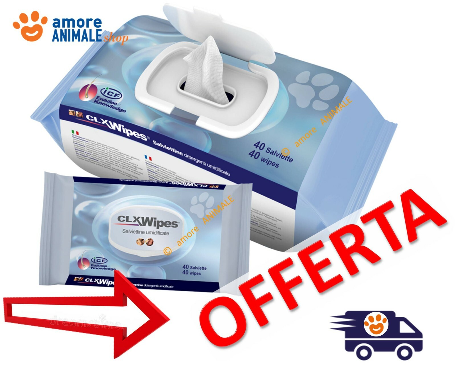 Icf Clx Wipes Poket → 40 Tücher Reinigungsmittel Feuchttücher für Hund Und Katze