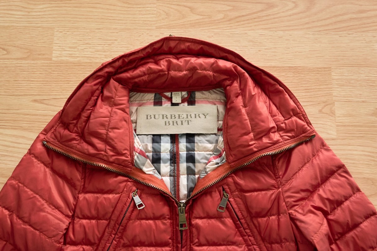 Burberry オレンジ ダウンジャケット サイズ38 BURBERRY BRIT Women's Full Zip Light Puffer Orange Jacket