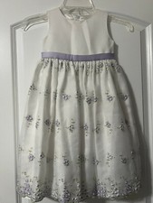 Girl White Dress With Purple Flowers Size 4T Years