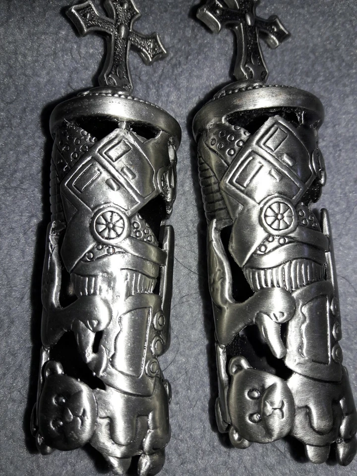 2 lembranças de velas de batizado para bebês. Cor unissex, estanho ou níquel. Metal - Imagem 3 de 4