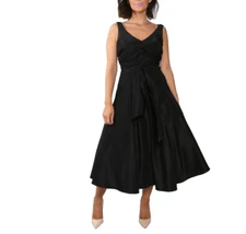 NICOLE MILLER Collection Black Sleeveless Bow Flare Long Gown Dress Size 2