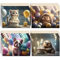 Geburtstagskarten Set Mit 12 Klappkarten Und UmschläGen Tiere Happy Birthday