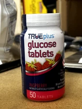 TRUEplus Glucose Tablets Raspberry Flavor 15g- 50ct
