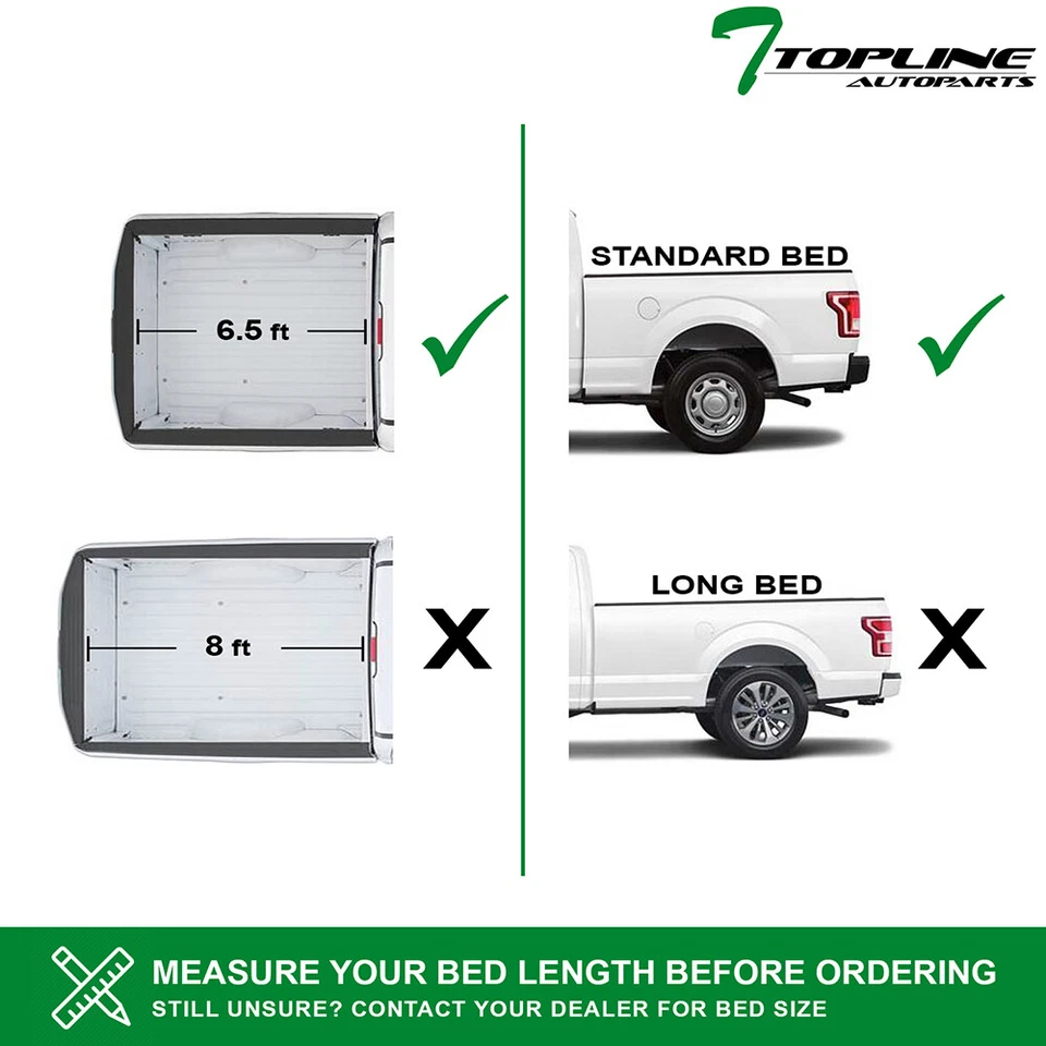 Topline For 1994-2002 Dodge Ram 6.5' Bed Low Profile Hard Tri Fold Tonneau Cover - Image 2 of 4