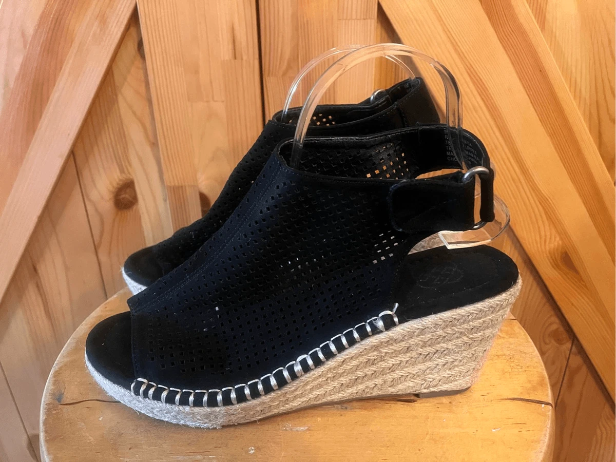 Daisy Fuentes Rory Black Perforates Slingback Jute Wrapped Wedge