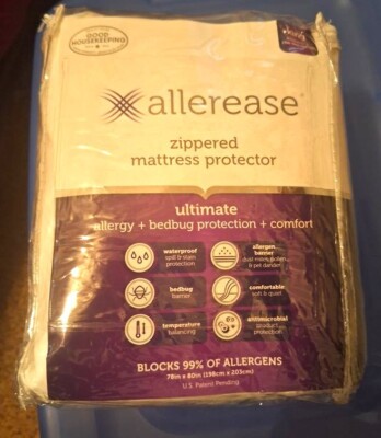 NEW King ALLEREASE Ultimate Zippered Mattress Allergy, Bedbug Protector, Comfort