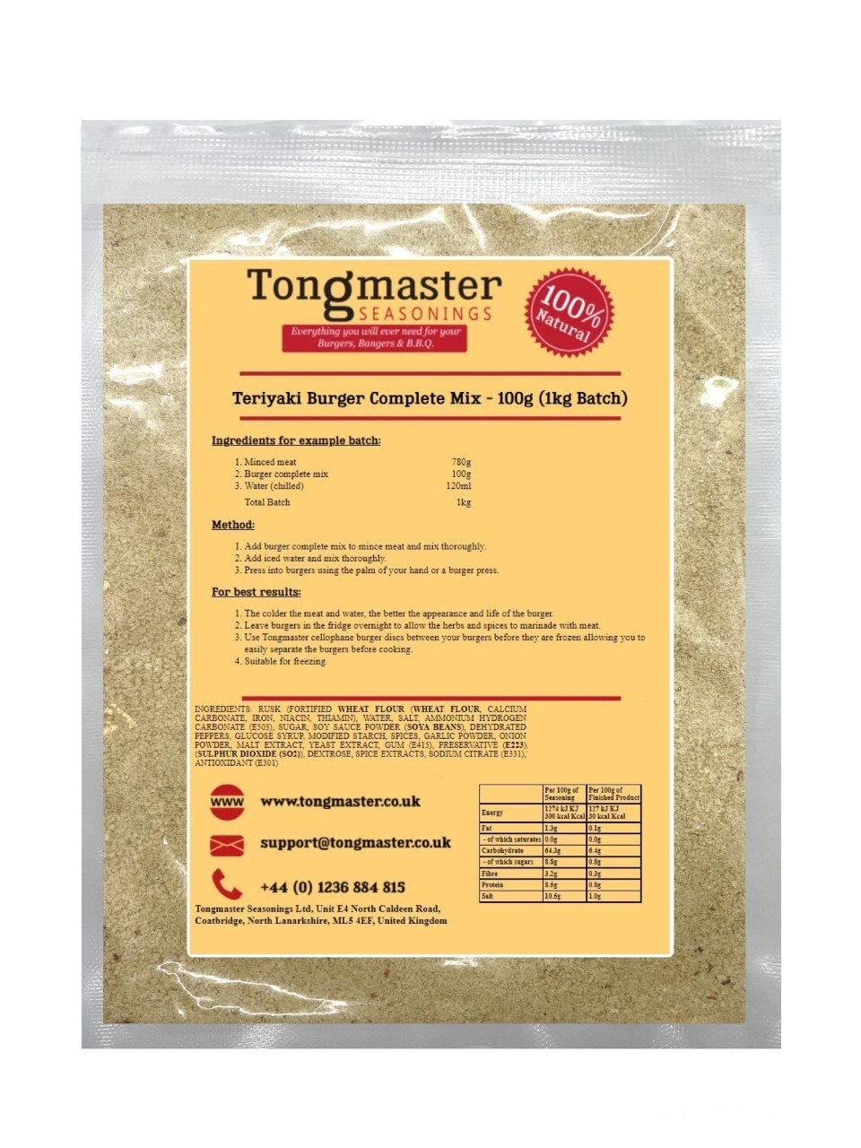 Teriyaki Burger Complete Mix - 100g (1kg Batch)