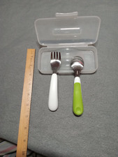 OXO toddler childs 1st fork and spoon set with travel case chunky easy to hold