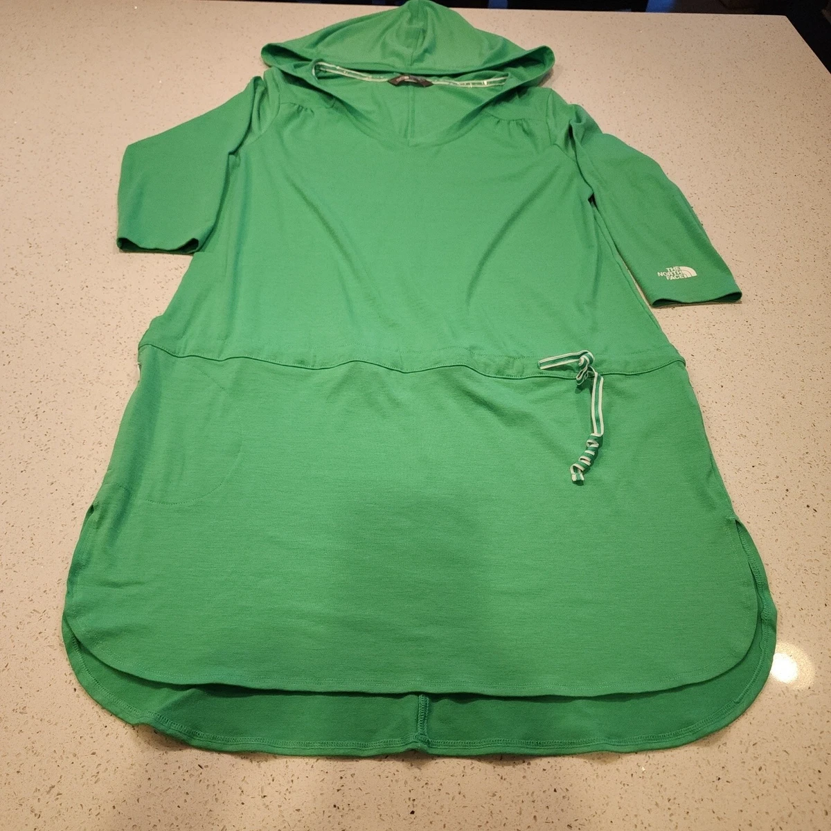 Women s The North Face Green Long Tunic Large Pullover Hoodie Shirt
