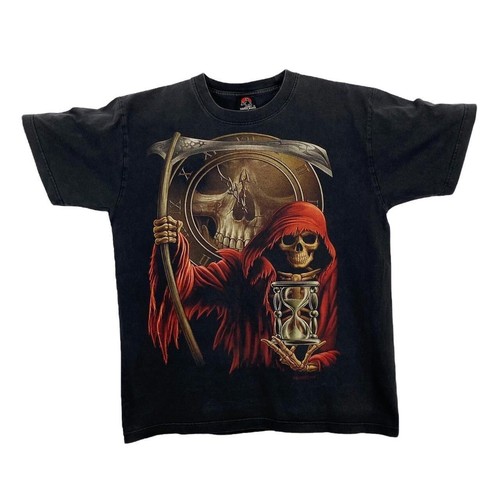 Vintage HERO BUFF Gothic Horror Grim Reaper Skull Graphic T-Shirt Medium Large