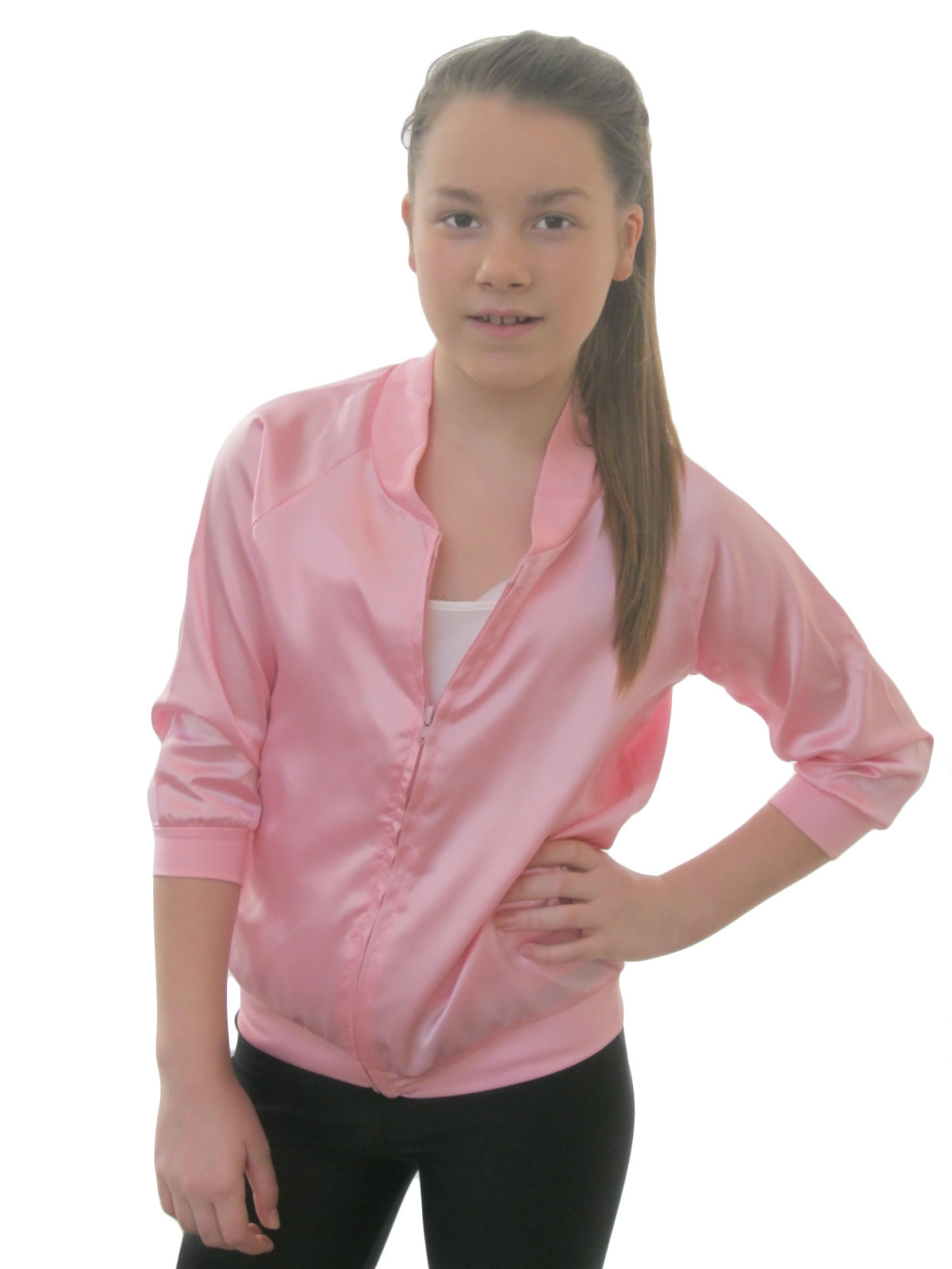 Girls Childrens Pink Ladies Jacket Grease Fancy Dress 1950s 50s Top