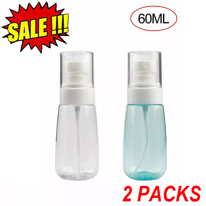 2-Pack 60ml Travel Transparent Plastic Perfume Atomizer Empty Misty Spray Bottle