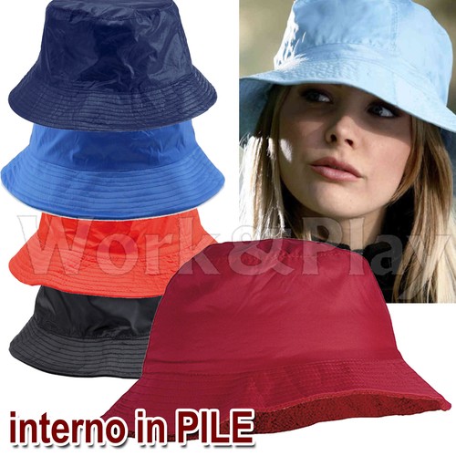 CAPPELLO BERRETTO ANTI PIOGGIA IMPERMEABILE REVERSIBILE NYLON PILE PESCATORE  AS | eBay