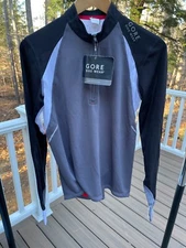 NWT Gore Bike Wear Men's S Fusion 1/4 Zip Biking Pullover Jersey Gray Shirt Top