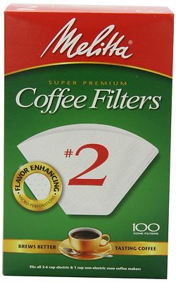 Melitta Super Premium  #2 Cone Paper Filters White, 100 Count