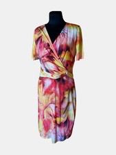 JULIE C. Kleid Damen 40 Gummizug Etui Blumenmuster Kurzarm Knielang